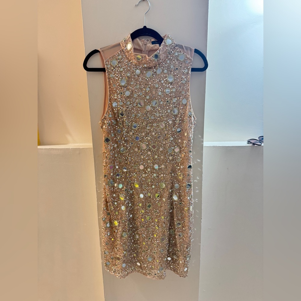 French Connection Sparkling Gold Mini Dress